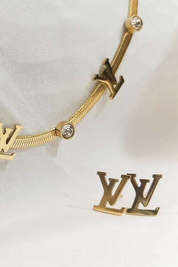 L-V STONE SNAKE CHAIN PENDANT SET