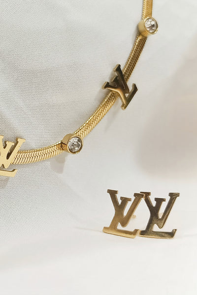 L-V STONE SNAKE CHAIN PENDANT SET